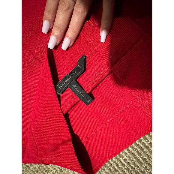 BCBGMAXAZRIA Simone Turkish Rose Pink Bandage Bodycon Pencil Mini Skirt Sz XS - Picture 3 of 3